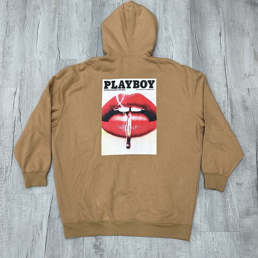 Playboy X Missguided Sweatshirt Womens 12 Tan Oversized Hooded Dress Pullover